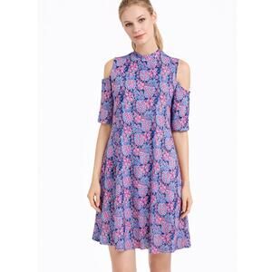 2/$15 Simply Southern Pineapple Tropical Print Cold Shoulder Dress Size M